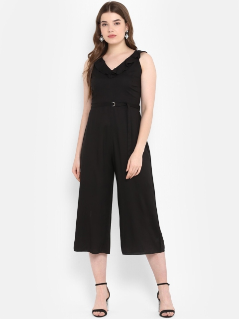 

FOSH Women Black Solid Culotte Jumpsuit