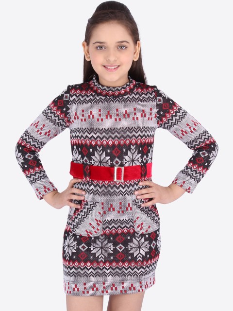 

CUTECUMBER Girls Grey Self Design Sheath Dress