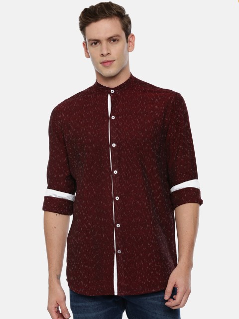 

ROLLER FASHIONS Men Maroon Slim Fit Printed Casual Shirt