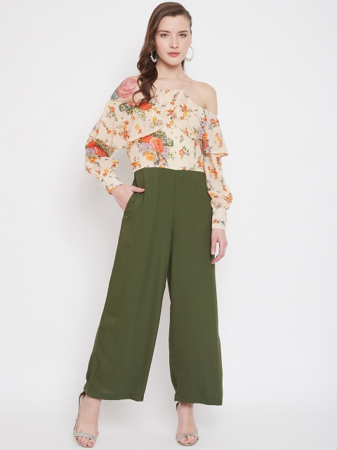 

PURYS Women Yellow & Orange Printed Culottes Jumpsuit