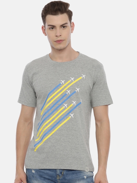 

Joven Men Grey Printed Round Neck T-shirt