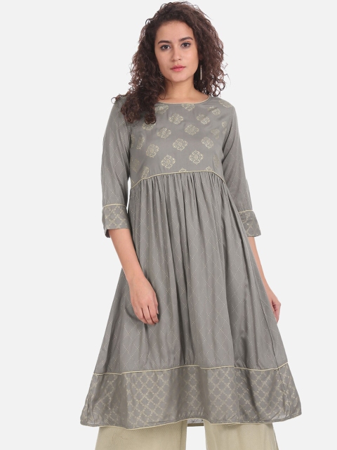 

Karigari Women Grey Printed Anarkali Kurta