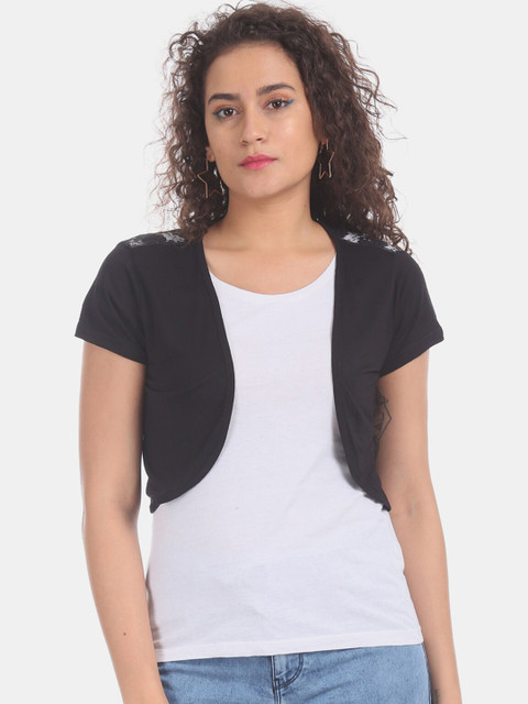 

Sugr Women Black Lace Back Crop Shrug
