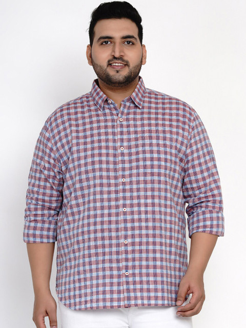 

Santonio Men Red & Blue Regular Fit Checked Casual Shirt