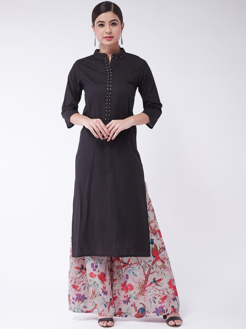 

InWeave Women Black & Red Solid Kurta with Palazzos