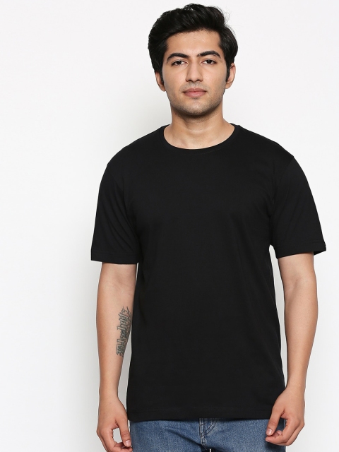 

The Souled Store Unisex Black Solid Round Neck Pure Cotton T-shirt