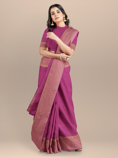

BharatSthali Magenta Pure Cotton Solid Kovai Sustainable Saree