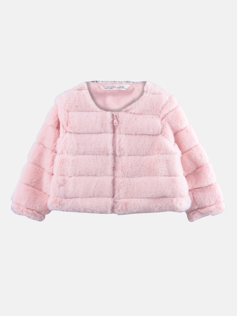 

Beebay Girls Peach-Coloured Solid Lightweight Puffer Jacket