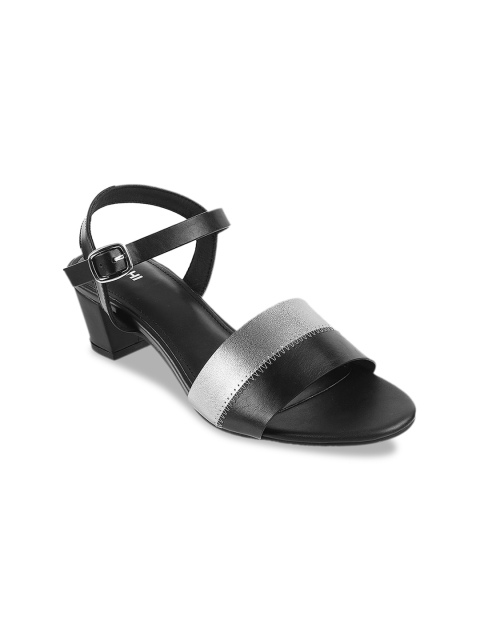 

Metro Women Black & Silver-Toned Colourblocked Heels