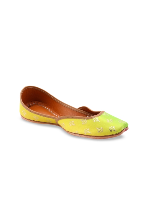 

HUE Women Yellow Printed Mojaris