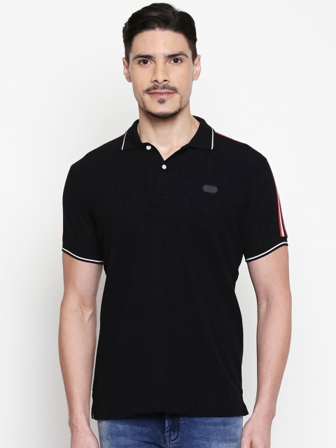 

Mufti Men Black Solid Polo Collar T-shirt