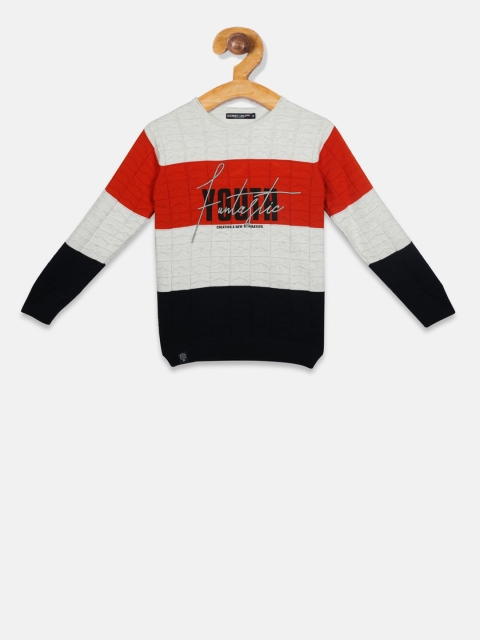 Monte Carlo Boys Grey & Red Colourblocked Pullover Sweater