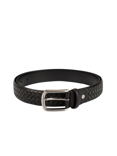 

ROSSO BRUNELLO Men Black Textured Leather Belt