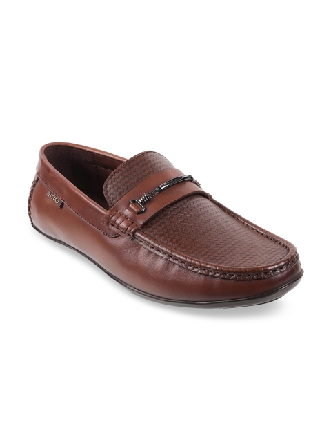 

Metro Men Brown Textured Leather Formal Loafers