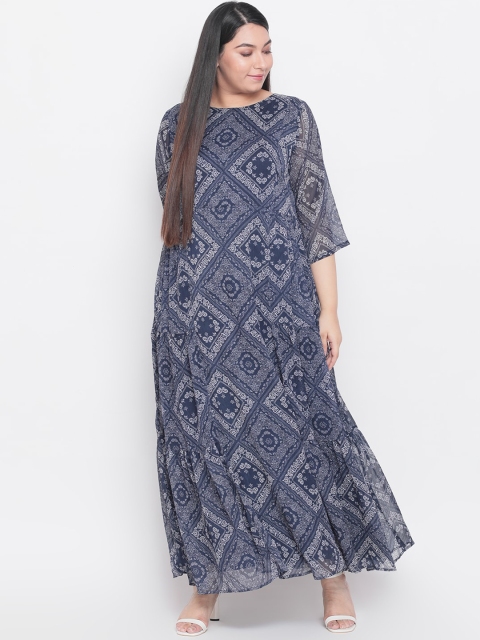 

Amydus Women Blue Printed Maxi Dress