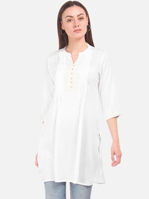 

Karigari Women Off-White Solid Straight Kurta
