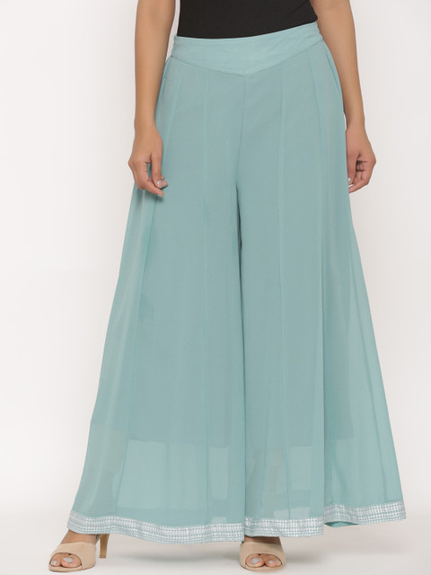 

Juniper Women Green Solid Flared Palazzos
