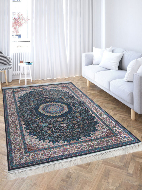 

Tistabene Navy Blue & Beige Printed Anti-Skid Carpet