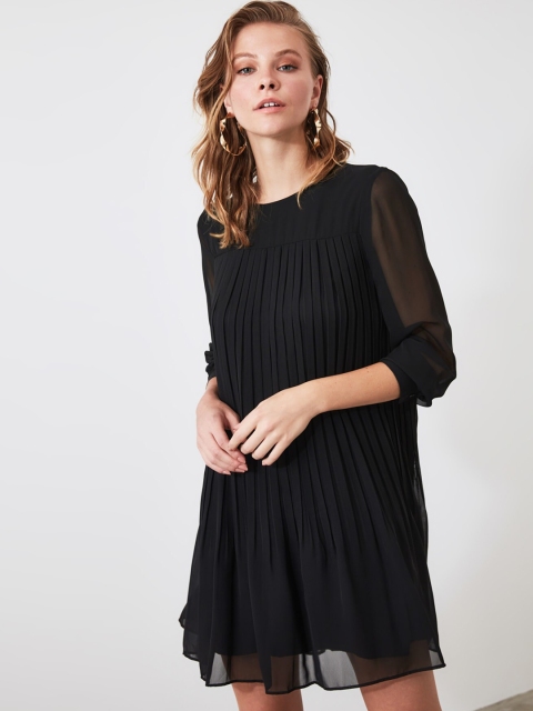 

TRENDYOL COLLECTION Women Black Solid A-Line Dress