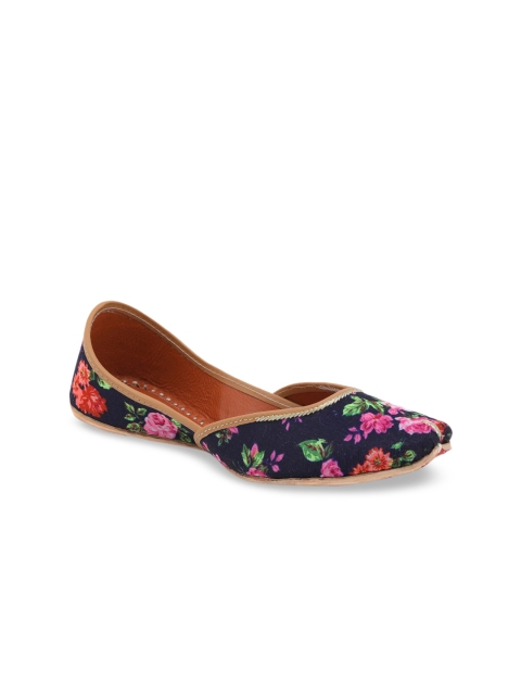 

HUE Women Navy Blue Printed Mojaris