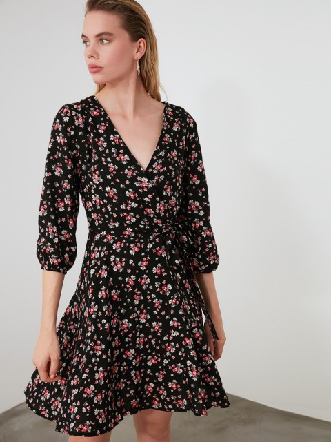 

TRENDYOL COLLECTION Women Multicoloured Printed Wrap Dress, Multi