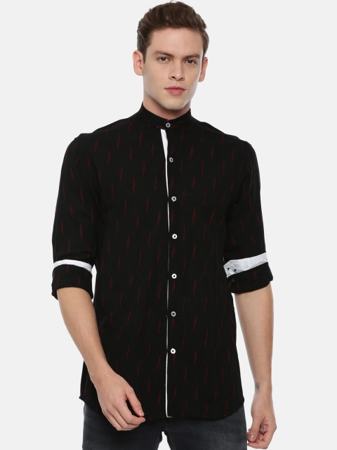 

ROLLER FASHIONS Men Black Slim Fit Checked Party Shirt