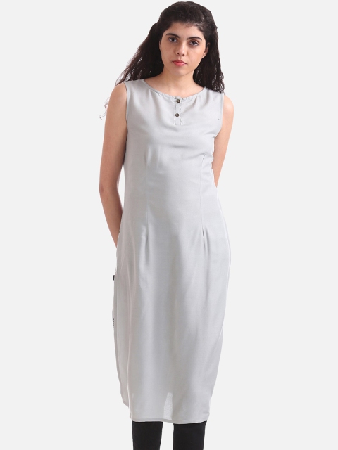 

Karigari Women Grey Solid A-Line Kurta