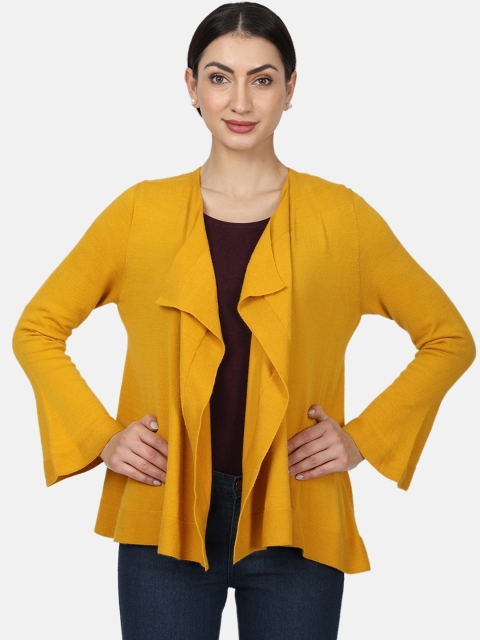 

Monte Carlo Women Yellow Solid Front-Open Sweater