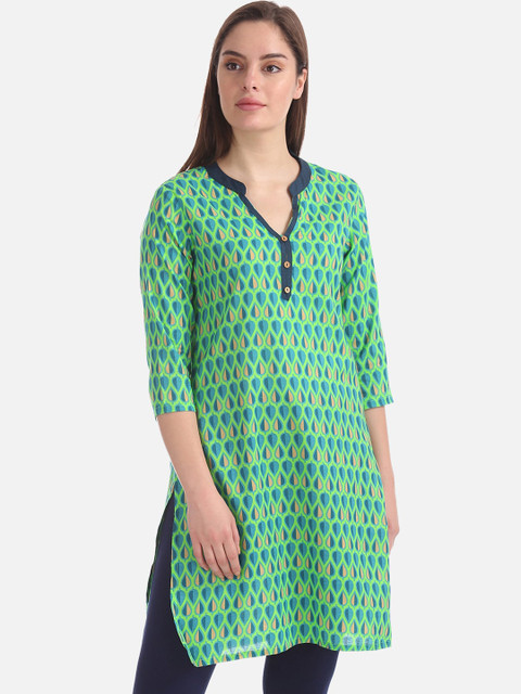 

Karigari Women Green Printed Straight Kurta