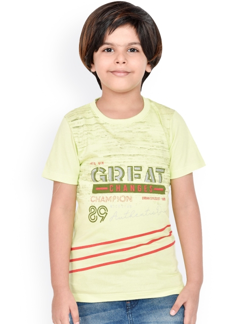

ORANGE PUMPKKIN Boys Lime Green Printed Round Neck T-shirt