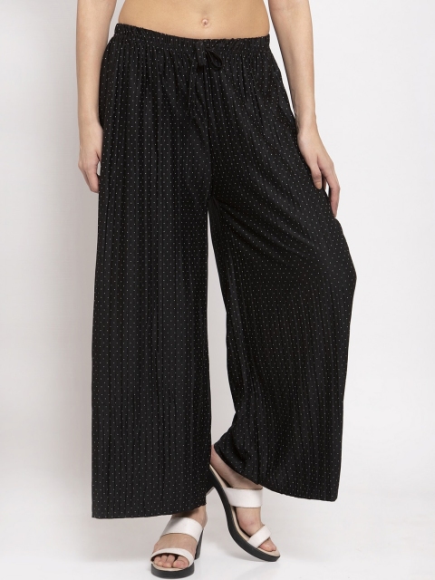 

NEUDIS Women Black Printed Wide Leg Palazzos