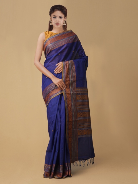 

Unnati Silks Navy Blue & Red Pure Kanchi Cotton Woven Design Handloom Saree
