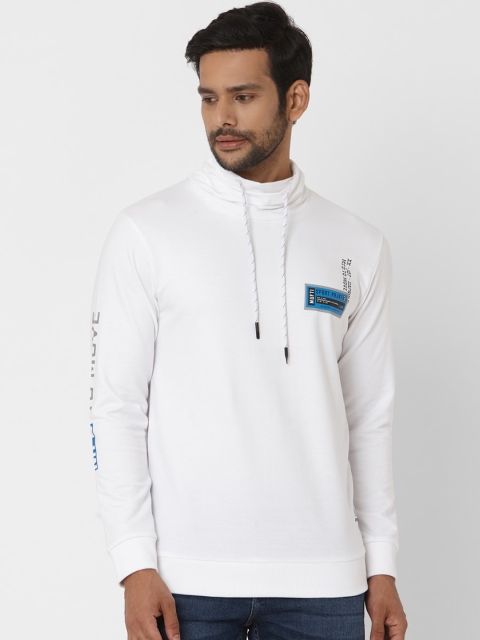 

Mufti Men White Solid High Neck T-shirt