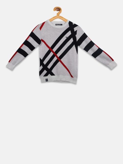 

Monte Carlo Boys Grey-Melange & Black Striped Pullover Sweater