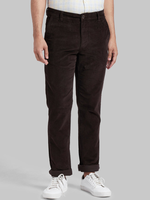 

Parx Men Brown Slim Fit Solid Corduroy Trousers