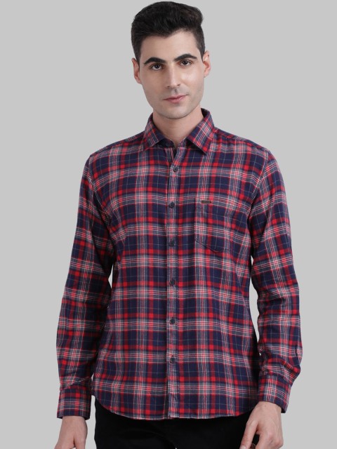 

Parx Men Red & Blue Regular Fit Checked Casual Shirt