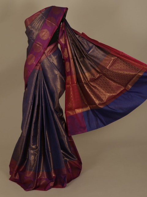 

Pothys Navy Blue Woven Design Jute Silk Saree