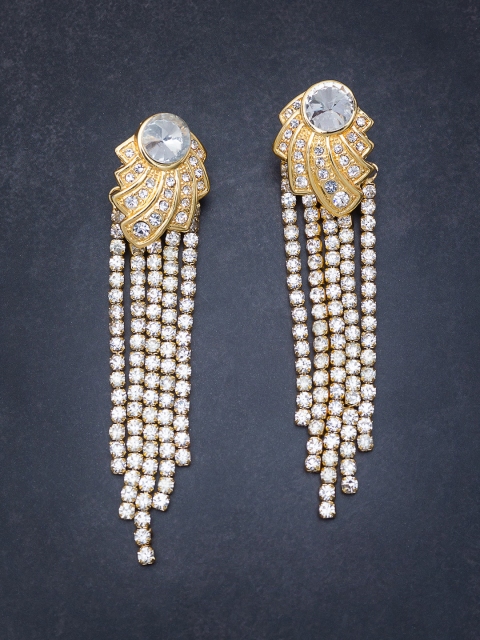 

Golden Peacock Gold-Plated Contemporary Drop Earrings
