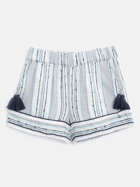 

Cherry Crumble Girls Grey Striped Regular Fit Regular Shorts