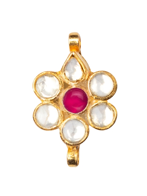 

MORKANTH JEWELLERY 24K Gold-Plated White & Pink Kundan-Studded Clip-On Nosepin
