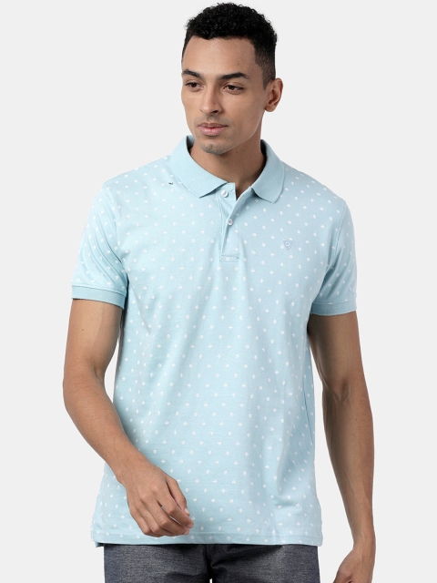 

DERBY JEANS COMMUNITY Men Blue Printed Polo Collar T-shirt