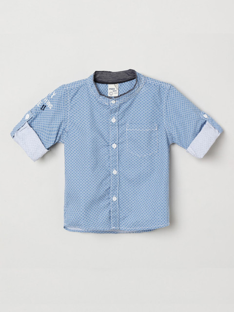 

max Boys Blue Regular Fit Printed Casual Shirt