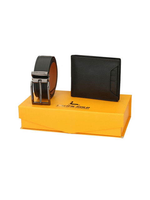 

Pacific Gold Men Black & Brown Leather Reversible Belt & Leather Wallet Gift Set