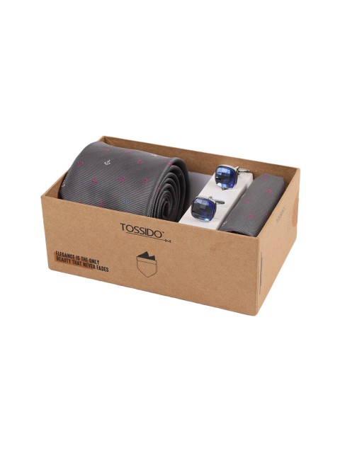 

Tossido Men Grey & Silver-Toned Accessory Gift Set