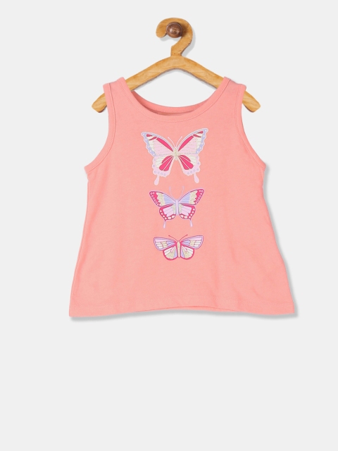 

The Childrens Place Girls Peach-Coloured Printed A-Line Top