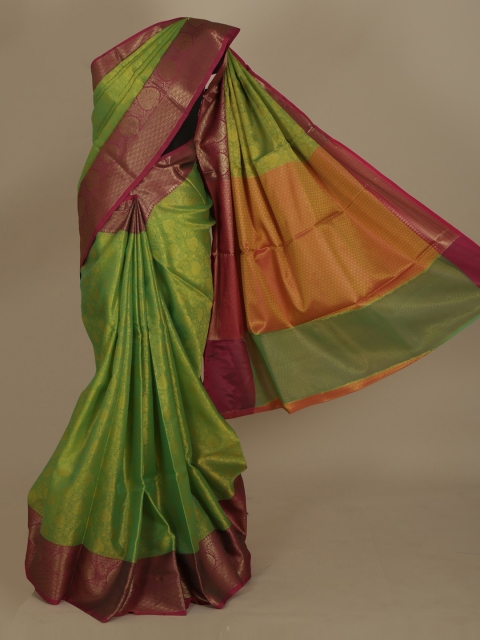 

Pothys Green & Pink Jute Silk Woven Design Saree