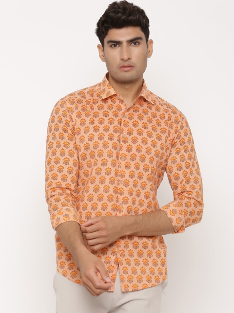 

Tistabene Men Orange Regular Fit Printed Casual Shirt