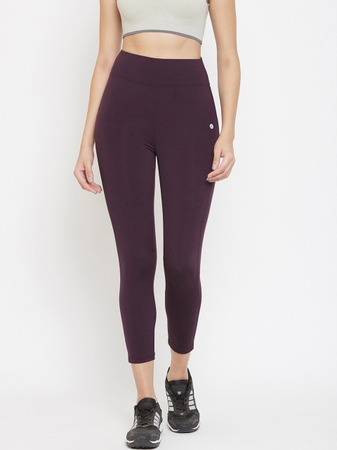 

Athleto Women Burgundy Solid Quick Dry Training Tights