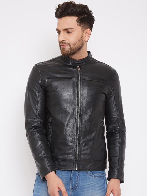 

Justanned Men Black Solid Lightweight Biker Jacket