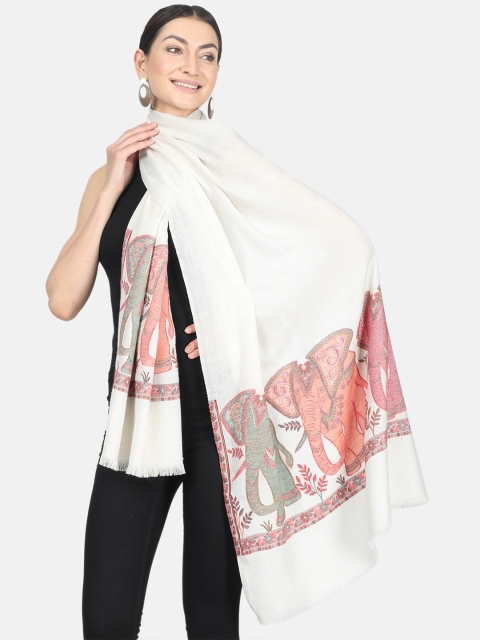 

Monte Carlo Women White & Pink Woven Design Stole